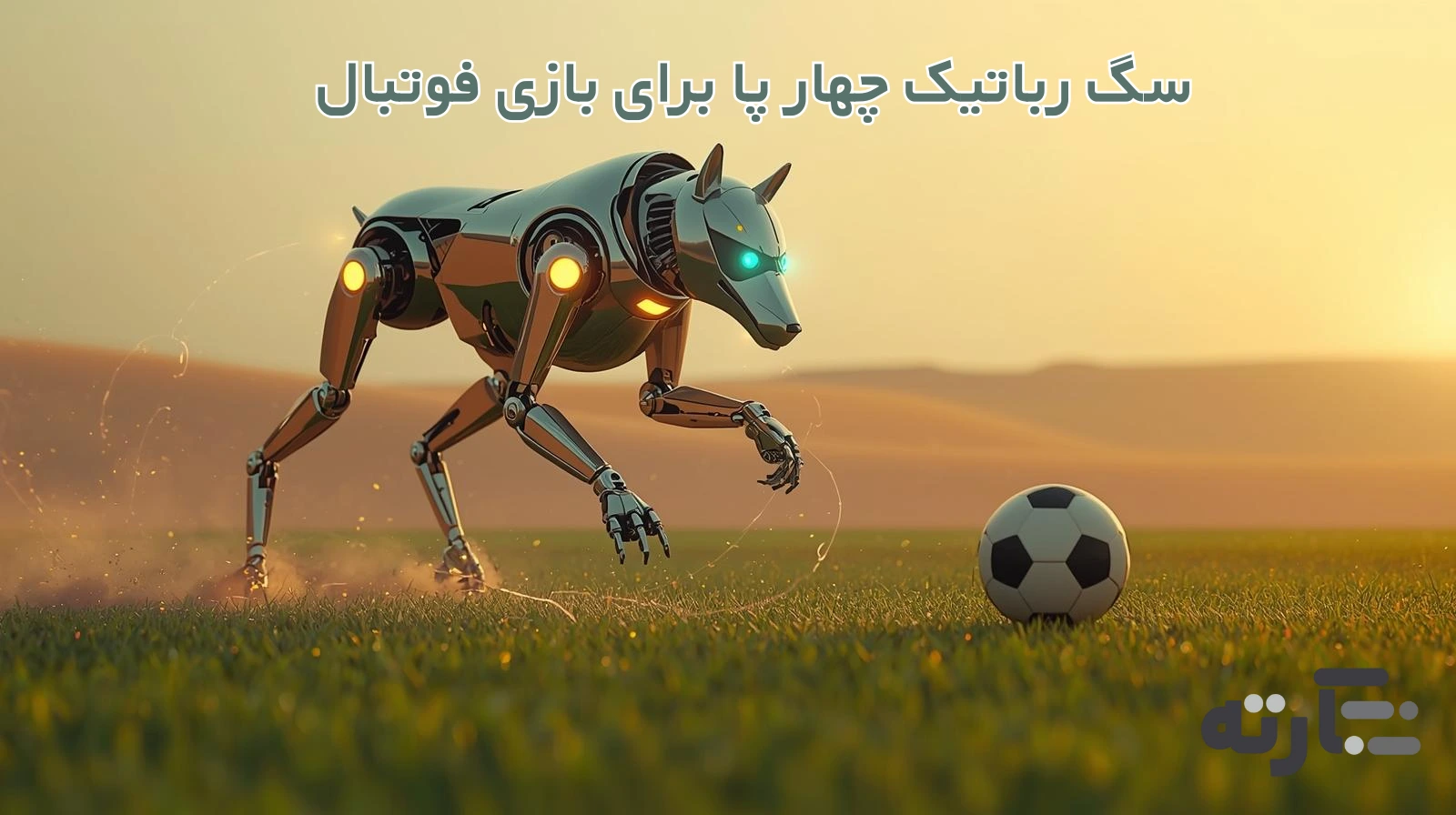 سگ رباتیک چهارپا برای بازی فوتبال در زمین‌های چمن، شن و ماسه